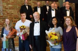 Schola Cantorum singers with Greg Wait and Poetry Contest winners.